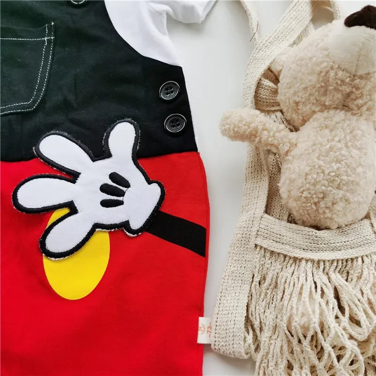 Summer Newborn Baby Rompers Socks Set Cartoon Mickey Mouse Hand Boy Girl Jumpsuit Infant Costumes Cotton Short Sleeve Bodysuits