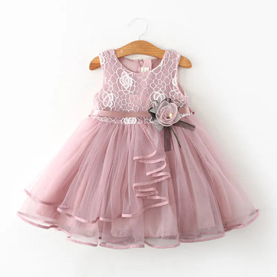 Girls Flower Dress New Summer Cute Baby Girls Clothes Tulle Lace Infant XMAS Party Clothing 1 Year Birthday Dress