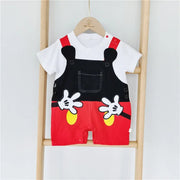 Summer Newborn Baby Rompers Socks Set Cartoon Mickey Mouse Hand Boy Girl Jumpsuit Infant Costumes Cotton Short Sleeve Bodysuits