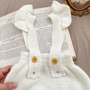 Autumn/Spring Baby Girl Bodysuits Set: Sleeveless Knitted Jumpsuit + Hat