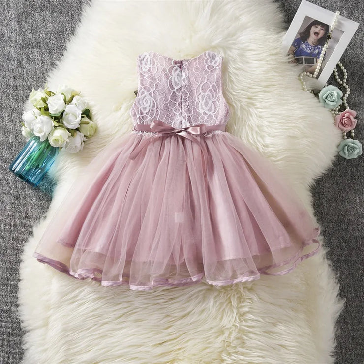 Girls Flower Dress New Summer Cute Baby Girls Clothes Tulle Lace Infant XMAS Party Clothing 1 Year Birthday Dress