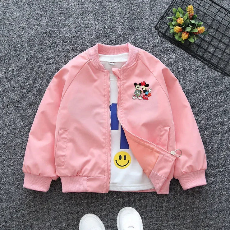 2024 Spring Children Girls Boys Jacket Coat Cartoon Mickey Minnie Mouse Middle And Little Kids Fall Fashion Outerwear Clothing