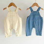 Infant girls' clothing set: embroidered shirt + denim jumpsuit for autumn/spring.