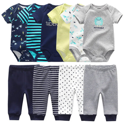 Newborn Gift Clothes Set Baby Boy Born Clothing 6pcs Bodysuit+4pcs Pants Outfit Toddler