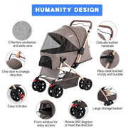 Pet Trolley Pet Dog Stroller for Cats and Dog Four Wheels Carrier Strolling Cart With Weather Cover Car for Dogs Products Home