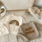 "Autumn Baby Clothes Set: Tops Sweater + Trouser Outfits."