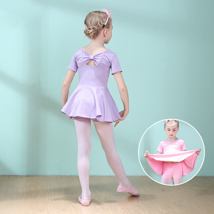 Children Dance Clothing Summer Short-sleeved Girls Dance Skirt Children Exercise Clothing Ballet Dance Dress