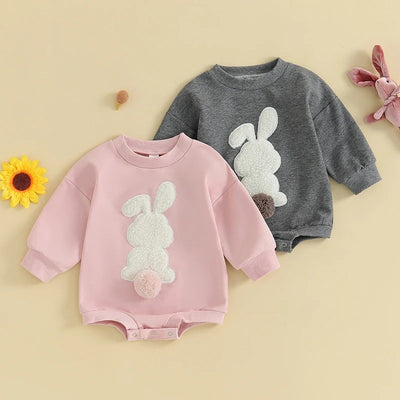 New Baby's Easter Cute Pure White Rabbit Romper