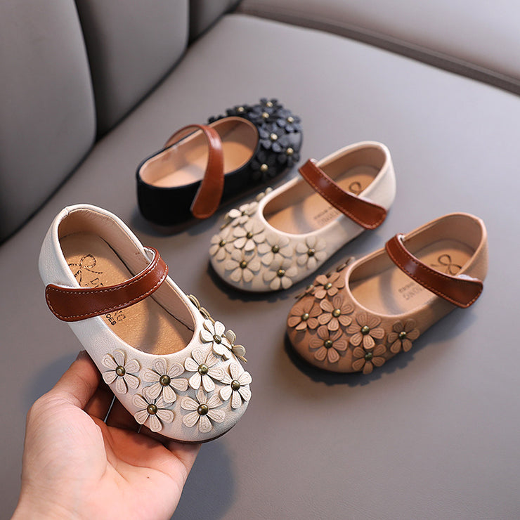 Small Leather Shoes,  Flower Single Shoes, Soft Soles, Little Girls