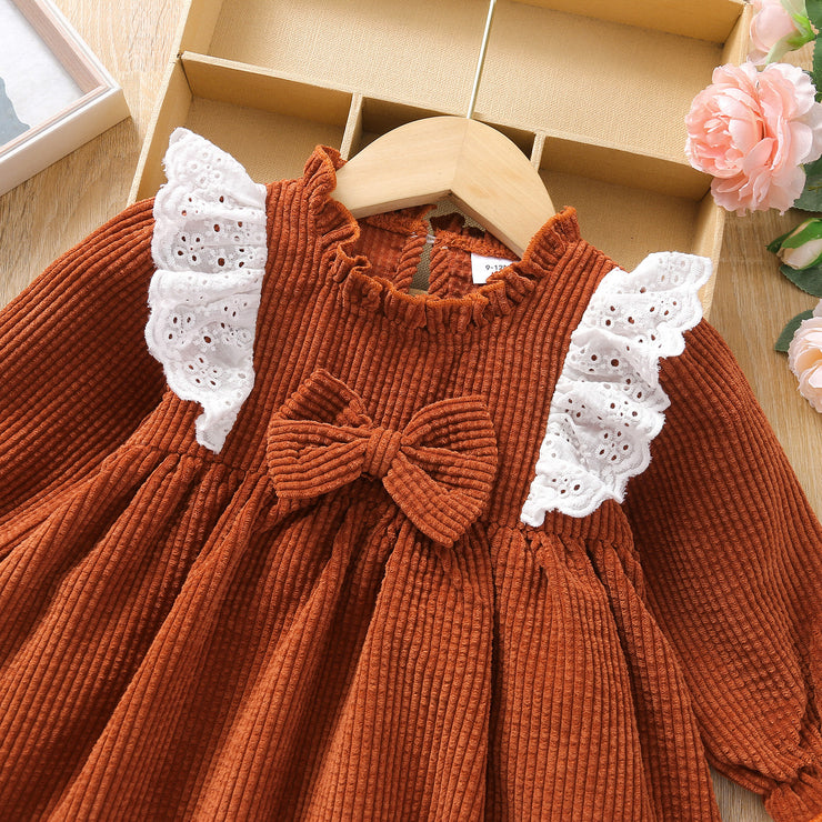 New Style Simple Girl's Corduroy Autumn And Winter Dress