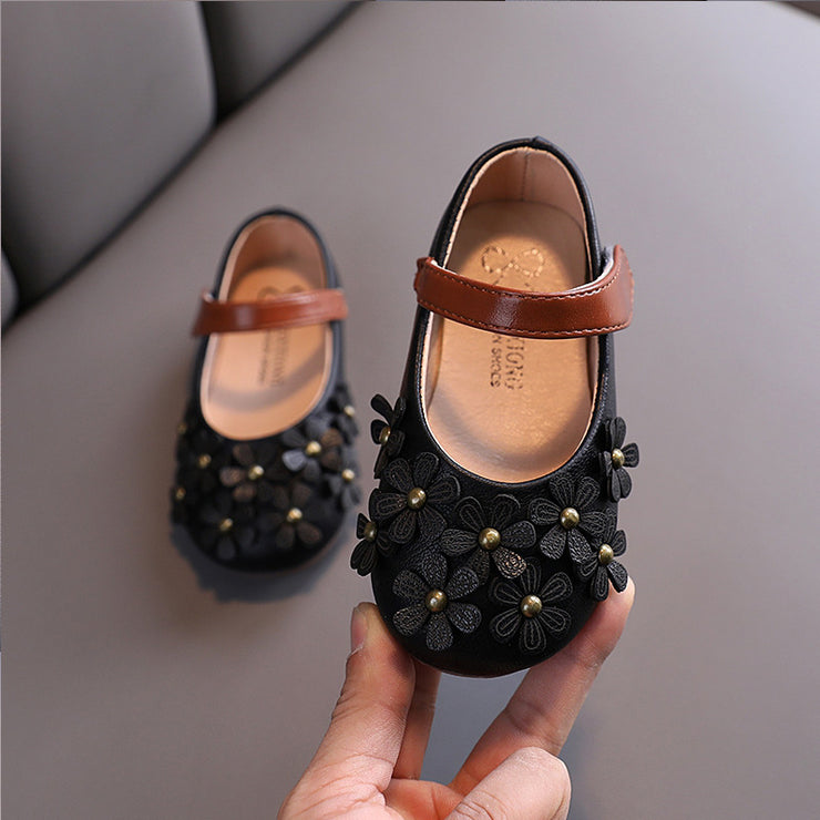 Small Leather Shoes,  Flower Single Shoes, Soft Soles, Little Girls