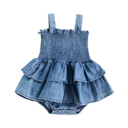 Newborn Rompers Baby Girl Suspender Denim Dress