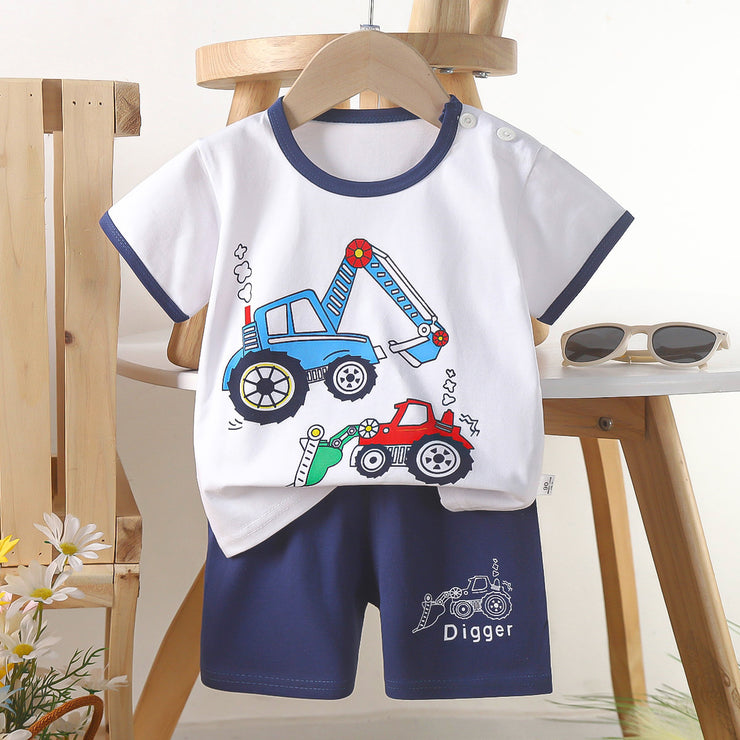 Short-sleeved Suit Pure Cotton Boys' Clothes