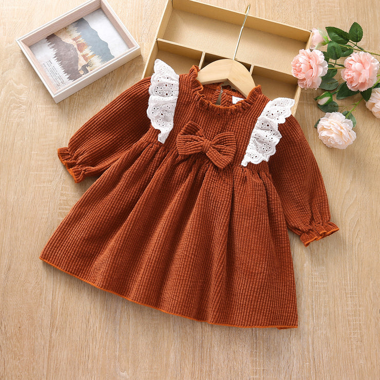 New Style Simple Girl's Corduroy Autumn And Winter Dress