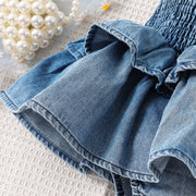 Newborn Rompers Baby Girl Suspender Denim Dress